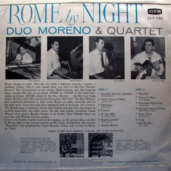 Duo Moreno : Rome By Night (LP, Album)