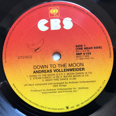 Andreas Vollenweider : Down To The Moon (LP, Album)