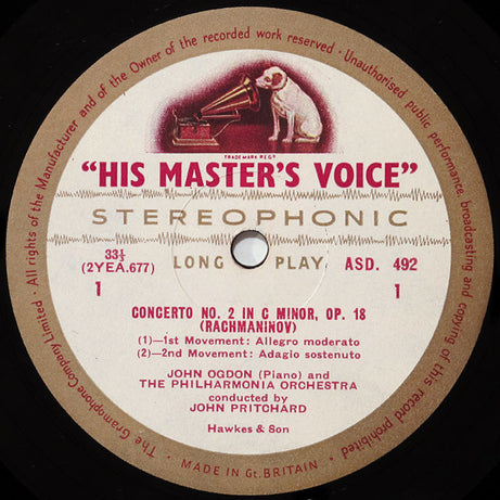John Ogdon, Sergei Vasilyevich Rachmaninoff, Philharmonia Orchestra Conducted By John Pritchard : Piano Concerto No.2 In C Minor (LP)