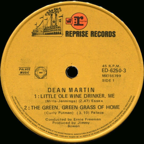 Dean Martin : Little Ole Wine Drinker, Me  (7", EP, Mono)