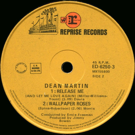 Dean Martin : Little Ole Wine Drinker, Me  (7", EP, Mono)