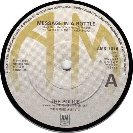 The Police : Message In A Bottle (7", Single, ARE)