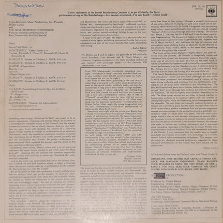 Walter Carlos : The Well-Tempered Synthesizer (LP, Album)