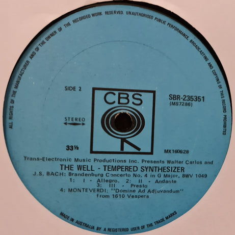 Walter Carlos : The Well-Tempered Synthesizer (LP, Album)