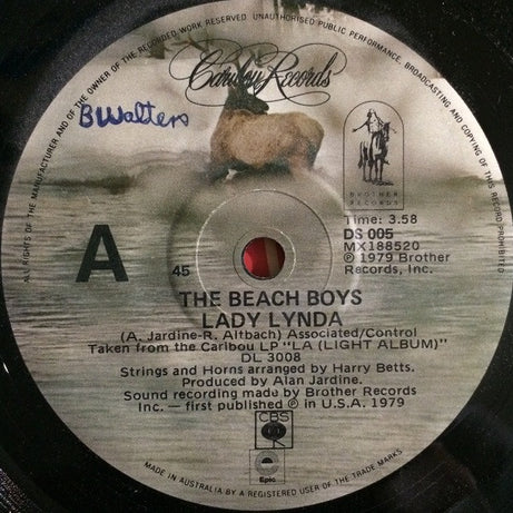 The Beach Boys : Lady Lynda (7", Single)