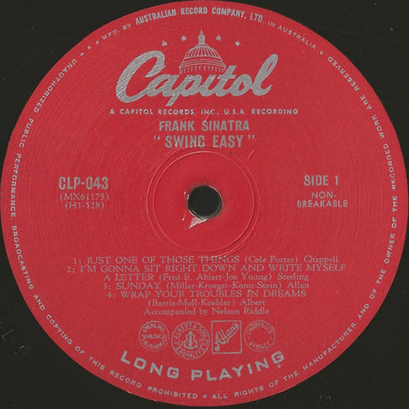 Frank Sinatra : Swing Easy! (10", Album, Mono)