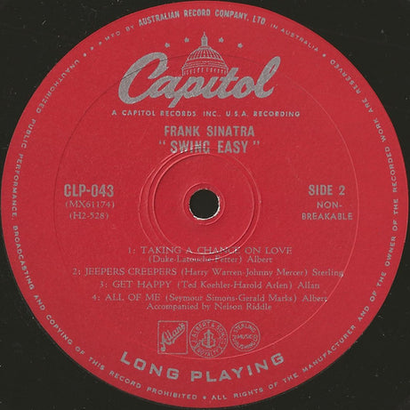 Frank Sinatra : Swing Easy! (10", Album, Mono)