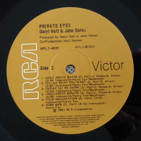 Daryl Hall & John Oates : Private Eyes (LP, Album, Gat)