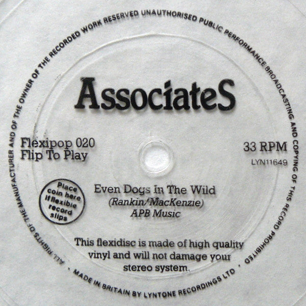 The Associates : Even Dogs In The Wild (Flexi, S/Sided, Single, Cle)