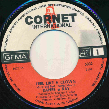 Ranee And Raj : Feel Like A Clown (7", Single)