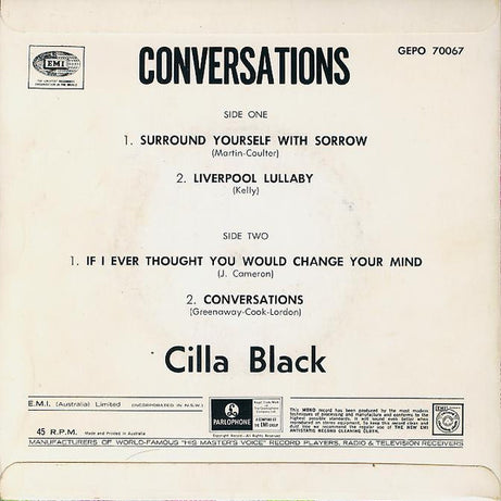 Cilla Black : Conversations (7", EP, Mono)