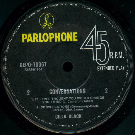 Cilla Black : Conversations (7", EP, Mono)