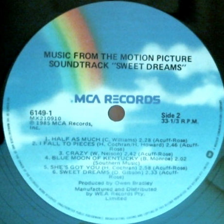 Patsy Cline : Sweet Dreams (Music From The Motion Picture Soundtrack) (LP, Album)