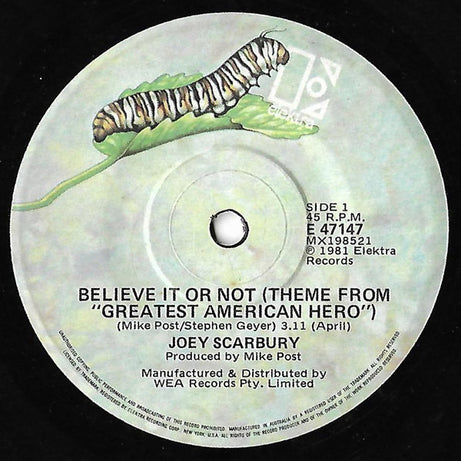 Joey Scarbury : Believe It Or Not (Theme From "The Greatest American Hero") (7", Single)