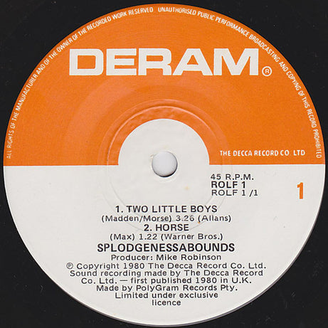 Splodgenessabounds : Two Little Boys (7")