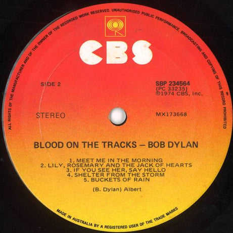 Bob Dylan : Blood On The Tracks (LP, Album, RE)