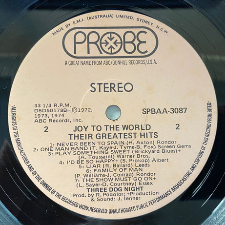 Three Dog Night : Joy To The World - Their Greatest Hits (LP, Comp)