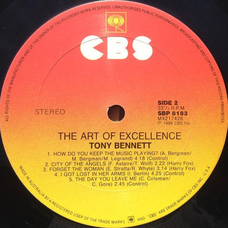 Tony Bennett : The Art Of Excellence (LP, Album)