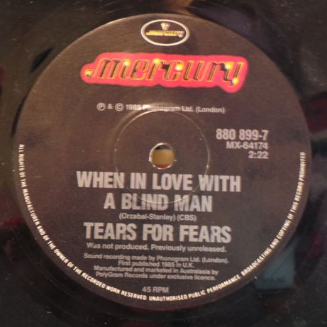 Tears For Fears : Head Over Heels (7", Single)