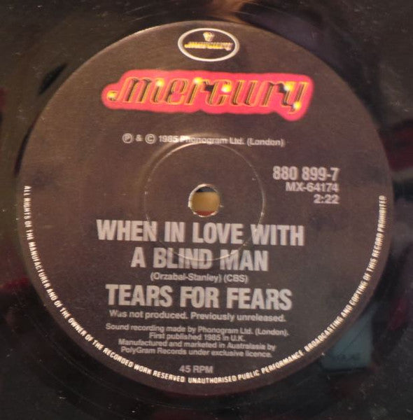 Tears For Fears : Head Over Heels (7", Single)