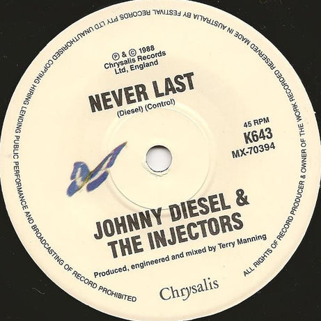 Johnny Diesel & The Injectors : Don't Need Love (7", Single, Ltd)