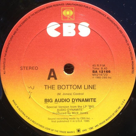 Big Audio Dynamite : The Bottom Line (12", Single)