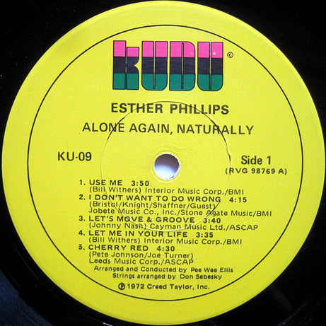 Esther Phillips : Alone Again, Naturally (LP, Album, Jac)