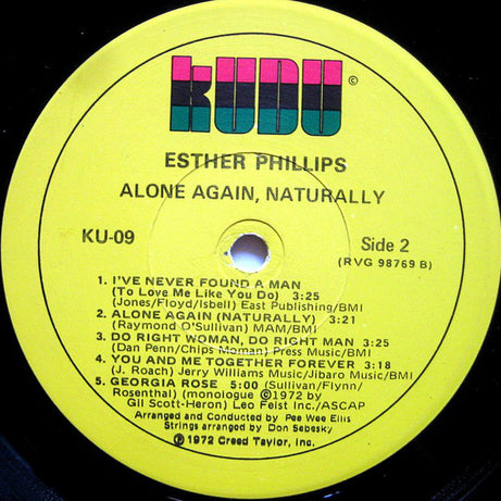 Esther Phillips : Alone Again, Naturally (LP, Album, Jac)