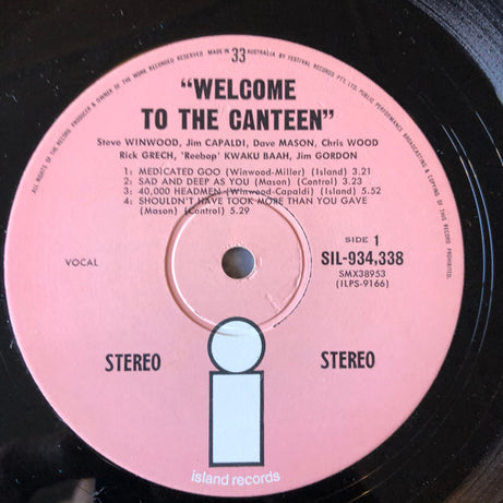 Traffic : Welcome To The Canteen (LP, Album)