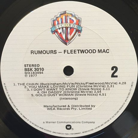 Fleetwood Mac : Rumours (LP, Album, RP, Tex)
