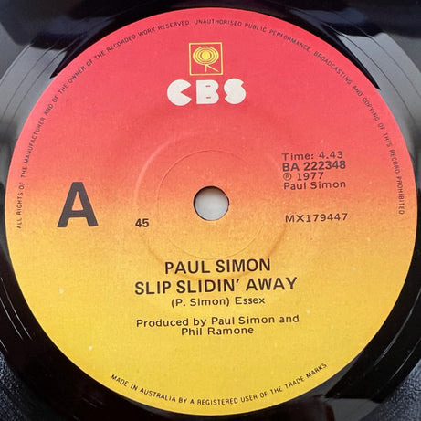 Paul Simon : Slip Slidin' Away (7", Single)