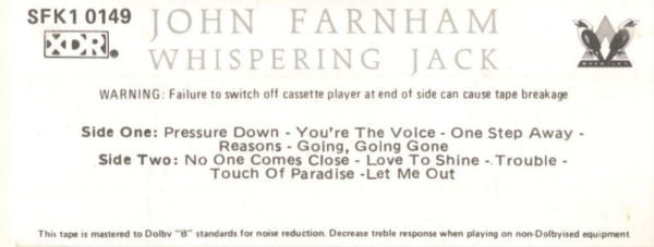 John Farnham : Whispering Jack (Cass, Album, Dol)