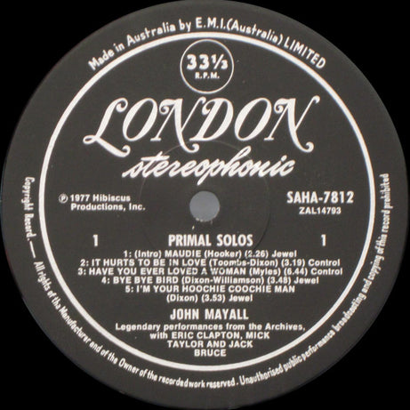 John Mayall : Primal Solos (LP, Album)