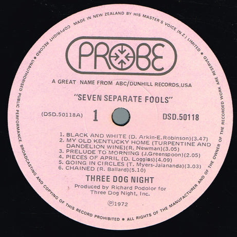 Three Dog Night : Seven Separate Fools (LP, Album)