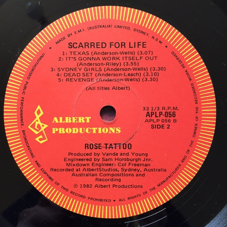 Rose Tattoo : Scarred For Life (LP, Album, RE)