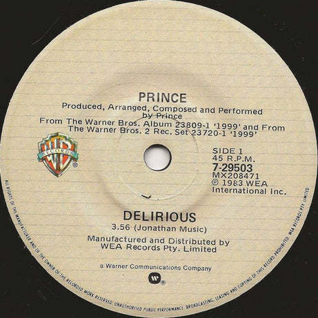Prince : Delirious (7", Single, Pos)