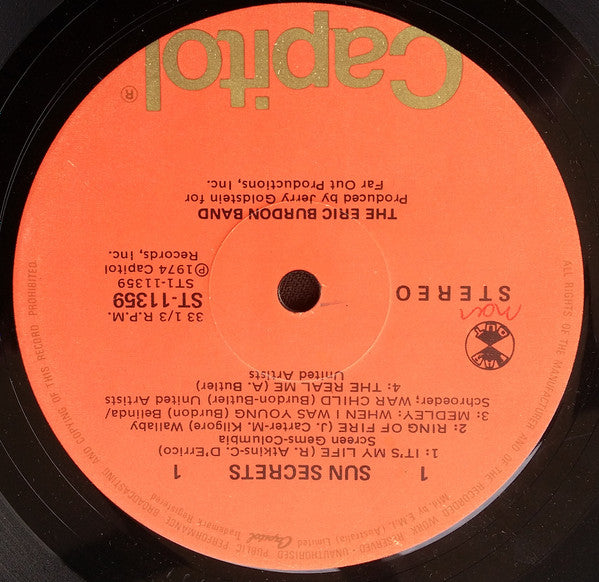 Eric Burdon Band : Sun Secrets (LP, Album)