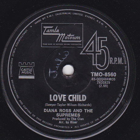 Diana Ross And The Supremes* : Love Child  (7", Mono, 3rd)