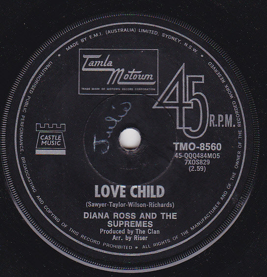 Diana Ross And The Supremes* : Love Child  (7", Mono, 3rd)