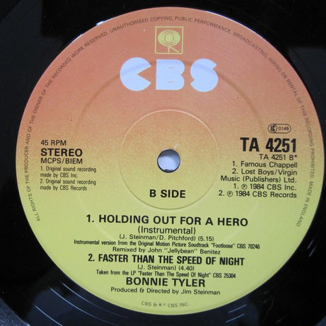 Bonnie Tyler : Holding Out For A Hero (12", Single)