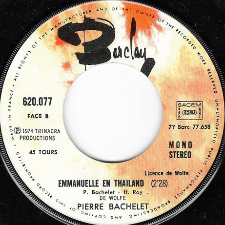 Pierre Bachelet : Emmanuelle (Bande Originale Du Film) (7", Single, Mono, RP)