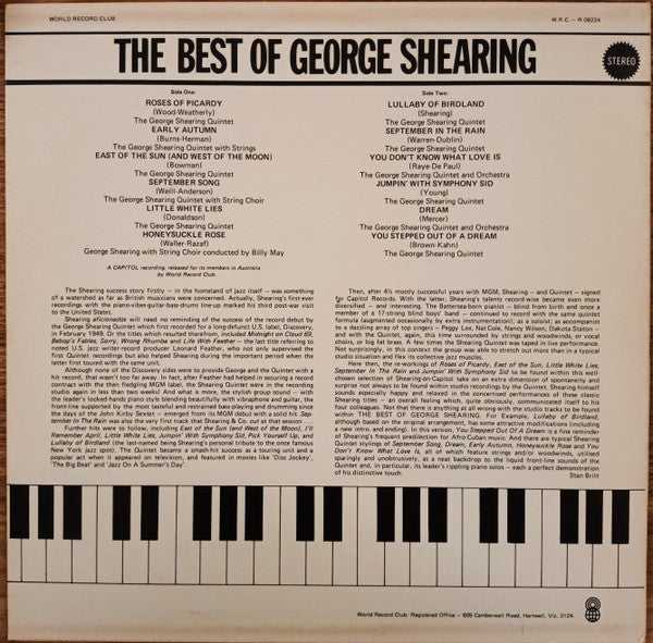 George Shearing : The Best Of George Shearing (LP, Comp, Club)