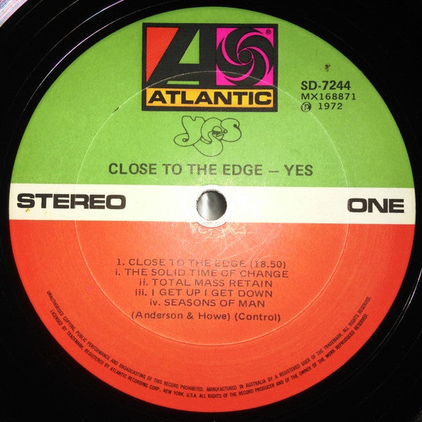Yes : Close To The Edge (LP, Album, Gat)