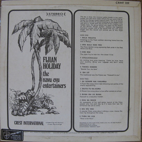 The Navu Evu Entertainers : Fijian Holiday (LP, Album)