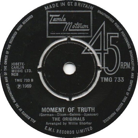 The Originals : Baby I'm For Real  (7", Single, 4 P)