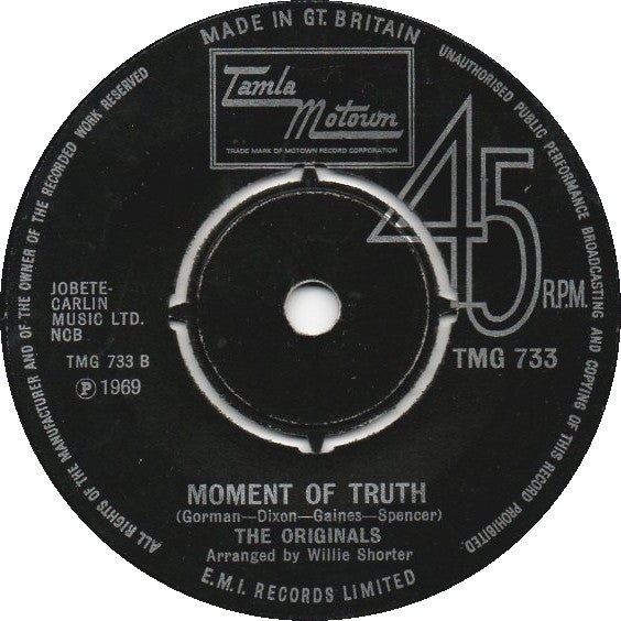 The Originals : Baby I'm For Real  (7", Single, 4 P)