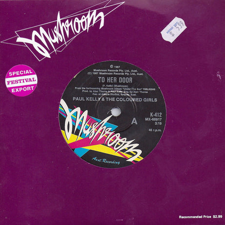 Paul Kelly & The Coloured Girls : To Her Door (7", Single)