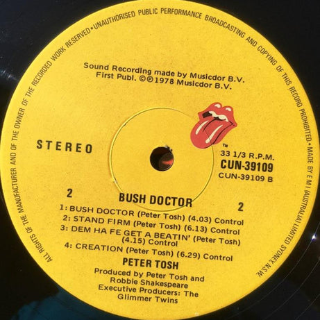 Peter Tosh : Bush Doctor (LP, Album, Sti)