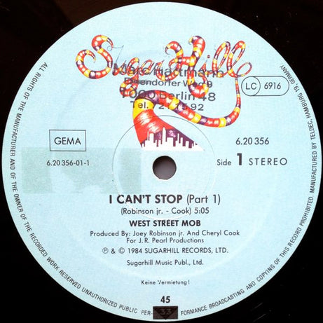 West Street Mob : I Can't Stop (12", Maxi)