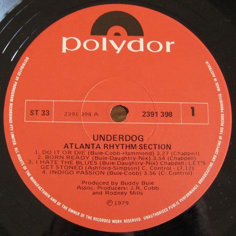 Atlanta Rhythm Section : Underdog (LP, Album)